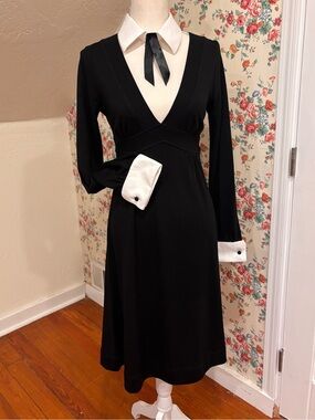 Wednesday Addams Inspired Flirty Black Dress White Collar Halloween Costume Size
